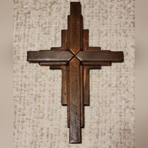 Rustic Brown Wooden Wall Cross Handmade Wall Decor Heavy